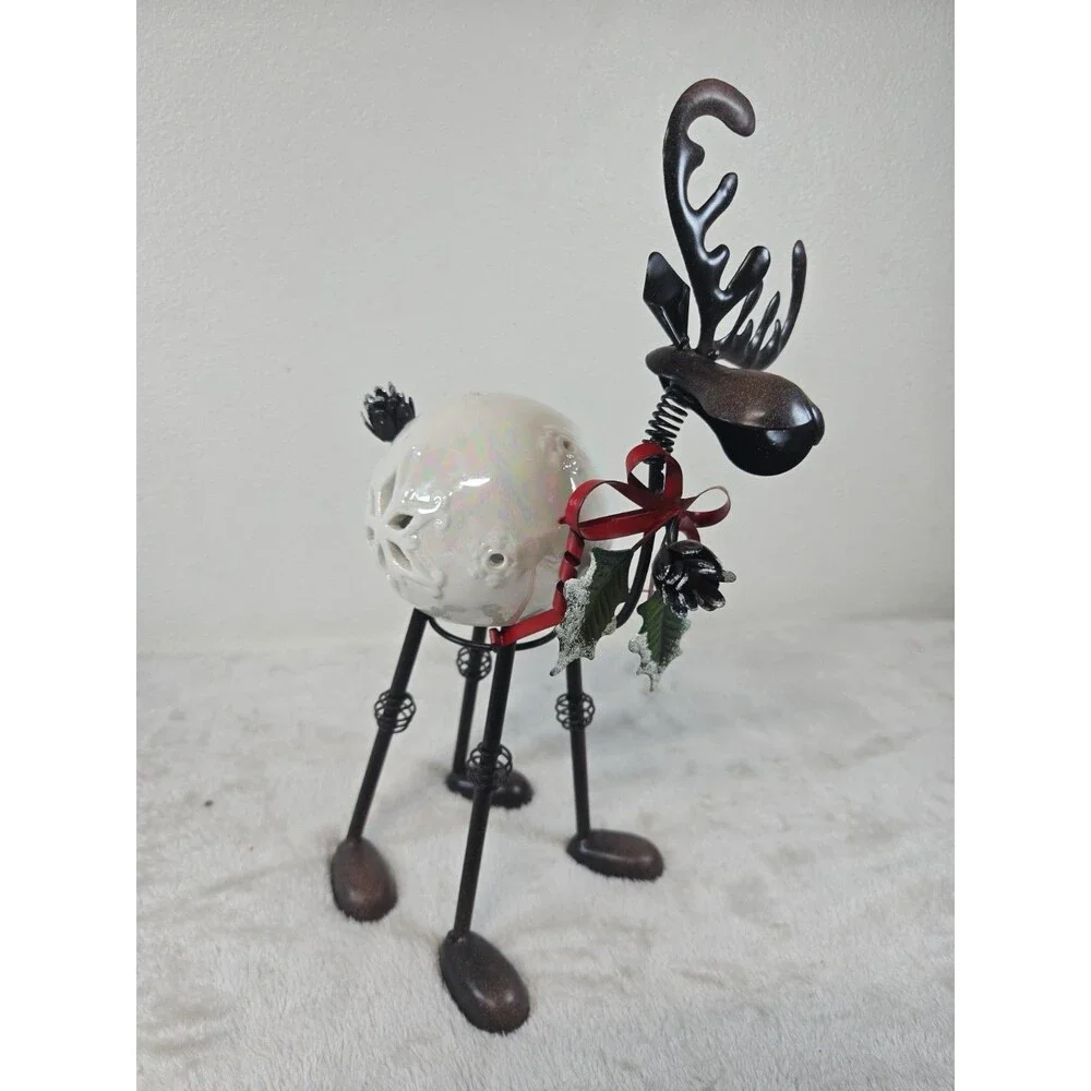Rare Vintage Pier 1 Imports Reindeer Bobblehead Tealight Candle Holder